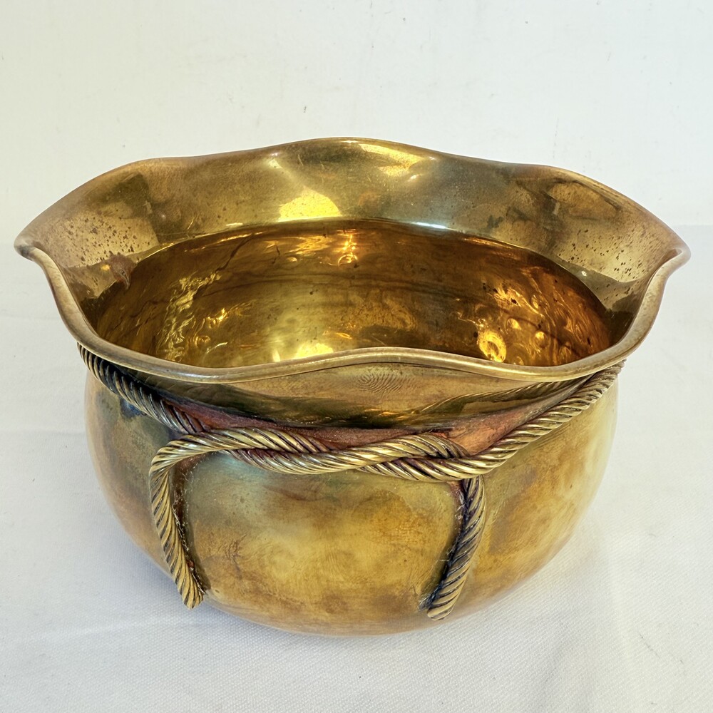 Vintage Brass Twisted Rope Design Ornamental Vase Planter U.S.A.